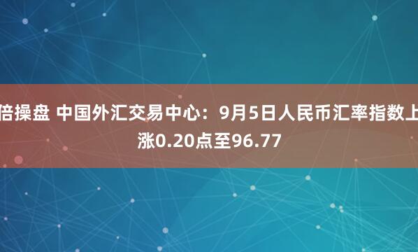 倍操盘 中国外汇交易中心：9月5日人民币汇率指数上涨0.20点至96.77