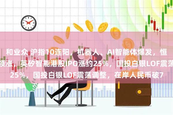 和业众 沪指10连阳，机器人、AI智能体爆发，恒科指涨近2%，半导体领涨，英矽智能港股IPO涨约25%，国投白银LOF震荡调整，在岸人民币破7